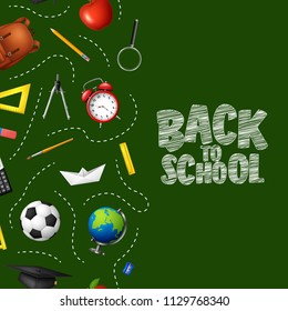 Back to school in chalkboard background