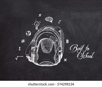 Back to School Chalkboard Background, vector illustration.