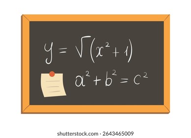 Back to school Chalkboard with chalk on blackboard. Template of a school blackboard with hand drawn accessories and copyspace. Banner template with school supplies frame. Vector illustration
