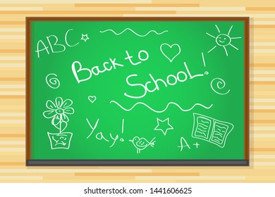 Back to school chalkboard with doodles vector illustration background