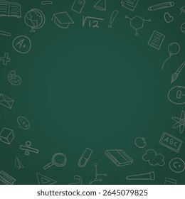 Back to school chalkboard educational elements design. Vector illustration