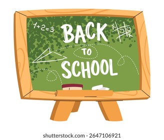 Back to School Chalkboard in Flat Design. Isolated Classroom Board Illustration. Ideal for Holiday Banner, Educational Flyer, Planner Stickers and Student Welcome Designs and Educational Clipart