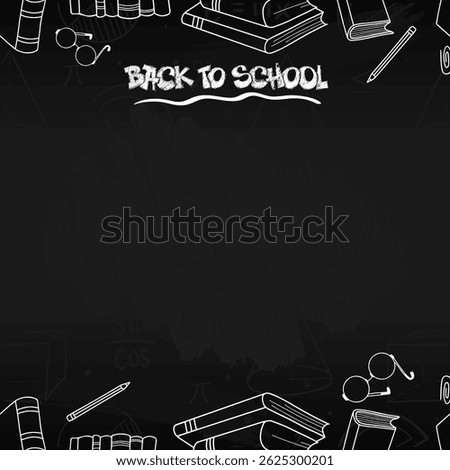 Back to School Chalkboard Illustration. Back to School background with black chalk board.