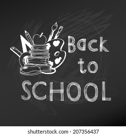 Back to School Chalkboard Illustration - hand-drawn vector 