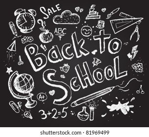 Back to school chalkboard sketch