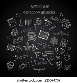 Back to school chalkboard sketch  Education.Vector