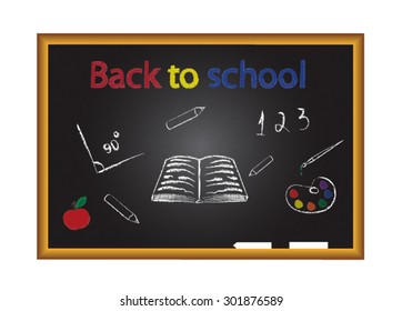 Back to school chalkboard sketch.Vector illustration.