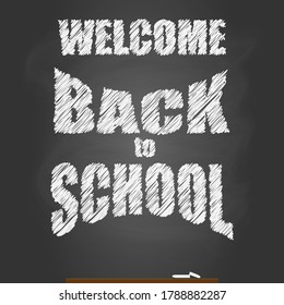 back to school chalkboard vector banner mock up, blackboard with chalk piece. education illustration. blank green board. classroom background.