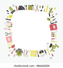  Back to school. Chancellery, office, education. Cute vector background
