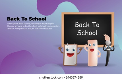  back to school character illustration Graphic Elements Template can be use for,landing page, template, ui, web, mobile app, poster, banner, flyer,kids cover Book, social media, Card Invitation,