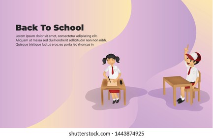  back to school character illustration Graphic Elements Template can be use for,landing page, template, ui, web, mobile app, poster, banner, flyer,kids cover Book, social media, Card Invitation,
