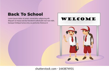  back to school character illustration Graphic Elements Template can be use for,landing page, template, ui, web, mobile app, poster, banner, flyer,kids cover Book, social media, Card Invitation,