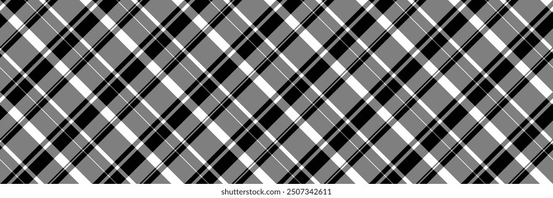 Back to school check plaid tartan, symmetry vector fabric textile. Luxurious pattern seamless texture background in gray and black color.