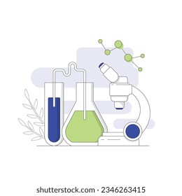 Back to school. Chemical flat line art design concept. Vector illustration