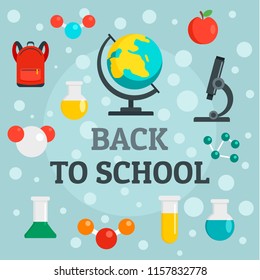 Back to school chemistry background. Flat illustration of back to school chemistry vector background for web design