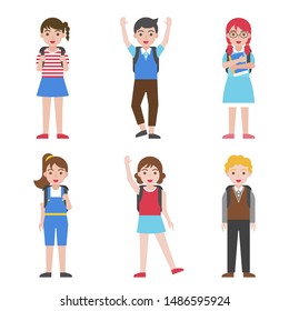 Back to school, Children avatar flat icon set