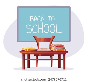 Back to school children cartoon education background banner concept. Vector graphic design illustration