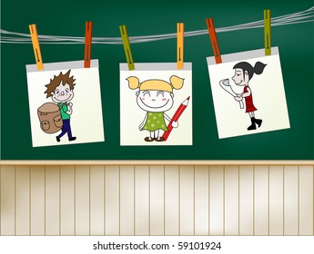 Back To School | Children Drawings on a Rope