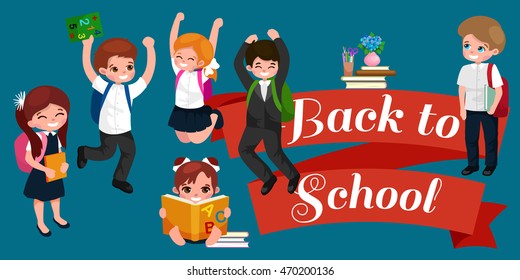 back to school and children education concept vector background