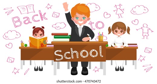 back to school and children education concept vector background