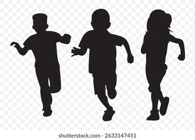Regreso a la escuela. Niños que van a la escuela, alumnos y padres siluetas sobre fondo transparente. Ilustración vectorial. EPS 10.