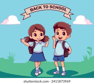 Volver a la escuela niños Ilustración