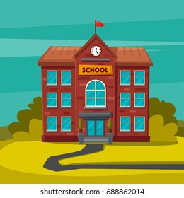 Back School Children On Yard Cartoon Stock Vector (Royalty Free) 688862014