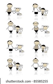 Back to school, children with parents
