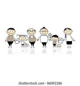 Back to school, children with parents
