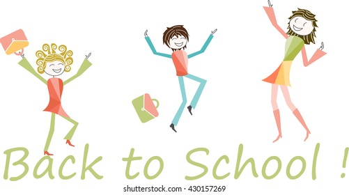 Back to School
Children, parents or teachers jumps for joy happy to be heading back to school