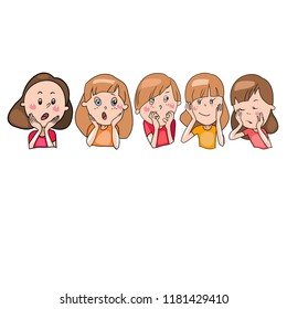 Back to school, children's cartoon characters, school time for children, moods and children's emotions, a set of drawings drawn in vector