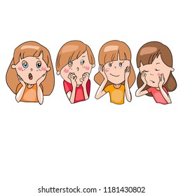 Back to school, children's cartoon characters, school time for children, moods and children's emotions, a set of drawings drawn in vector