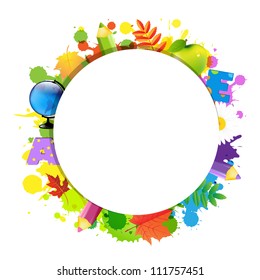 Back To School With Circle, Isolated On White Background, Vector Illustration