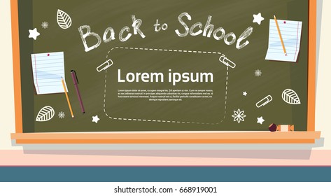 Volver A La Junta De Clase Escolar Con Copia De Espacio Educación Banner Ilustración Vector Plano