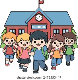 Back to school classmates illustration