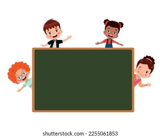 back to school classroom school board and cute kids