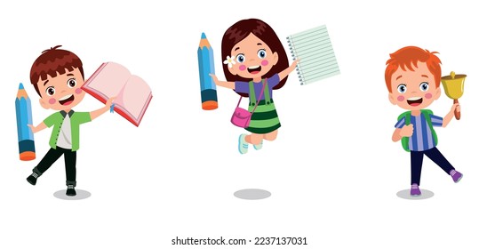 back to school school classroom and cute happy students