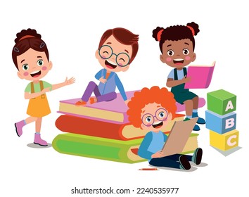 back to school school classroom and cute happy students