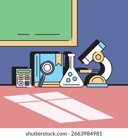 Back To School Classroom Flat Cartoon Vector Illustration