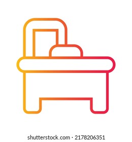 Back to school classroom study table gradient outline icon flat design.