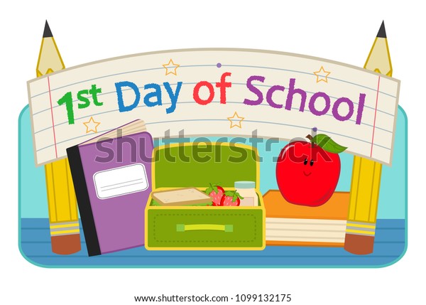 Back School Clipart Lunchbox Notebook Apple Stock Vector Royalty Free