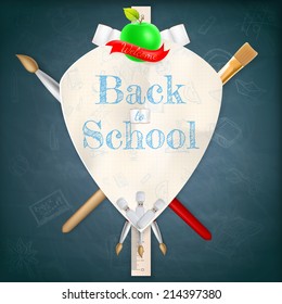 Back to school coat of arms with school supplies. EPS 10 vector file included