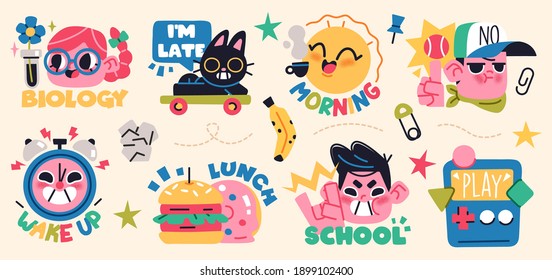 Back to school collection of characters and elements. Vector illustration