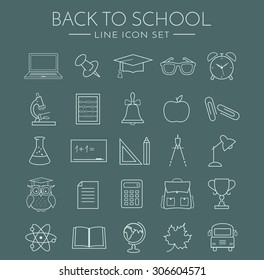 Back to school. Collection of school and education icons. Thin line symbols set. Vector illustration.

