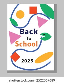 Back to school, college, education, study concept. Banners or Posters set in trendy doodle style with geometric shapes, bold design elements and modern typography. Templates for ads, branding covers