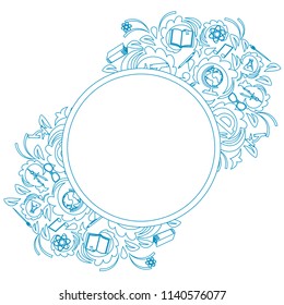 Back to school color background with tree . Vector invitation template or card.