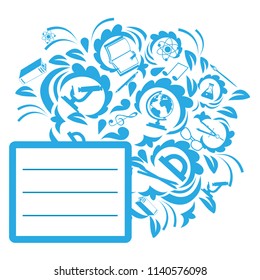 Back to school color background with tree . Vector invitation template or card.