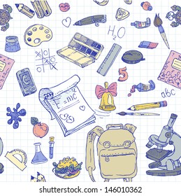 Back to School color doodles seamless background 
