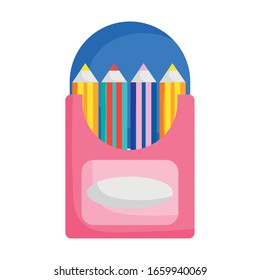 volver a la escuela lápices de colores en ilustración vectorial de icono de dibujo de cuadro