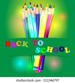 Back to school and color pencils vector illustration